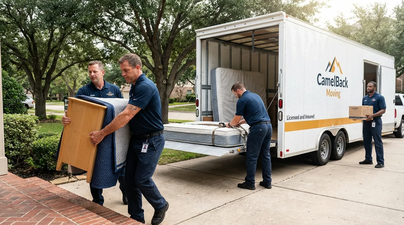 Crew loading residential truck for cross-state move from Little Valley, NY