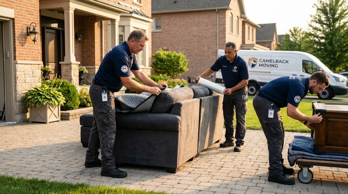 Large estate moving crew wrapping furniture in Little Valley, NY